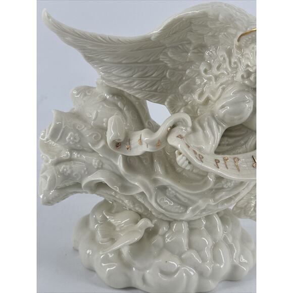 Candle Holder Porcelain Angel Ivory 6.85” T x 9” W x 3.6” D Palm Tree 2000 - Picture 3 of 11